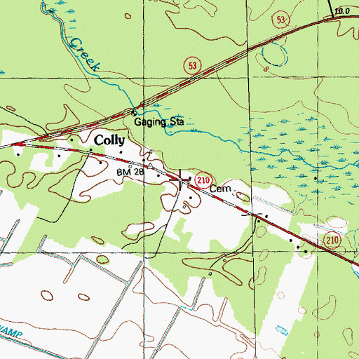 Topographic Map of Colly, NC