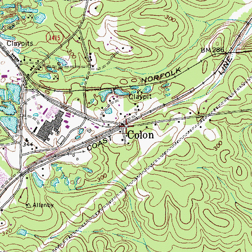 Topographic Map of Colon, NC