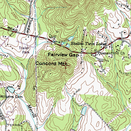 Topographic Map of Concord Mountain, NC