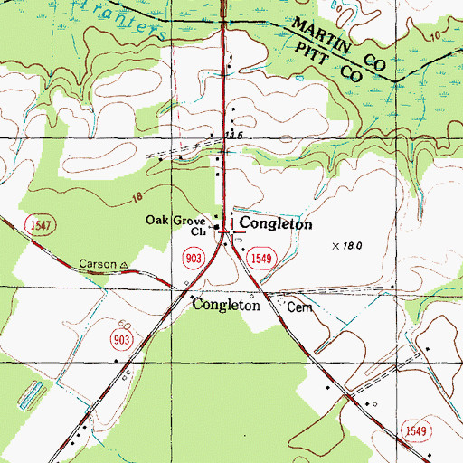 Topographic Map of Congleton, NC