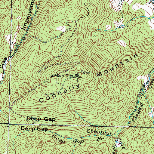 Topographic Map of Connelly Mountain, NC