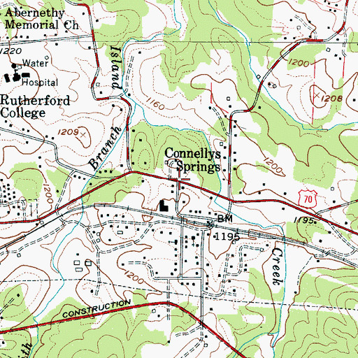 Topographic Map of Connelly Springs, NC