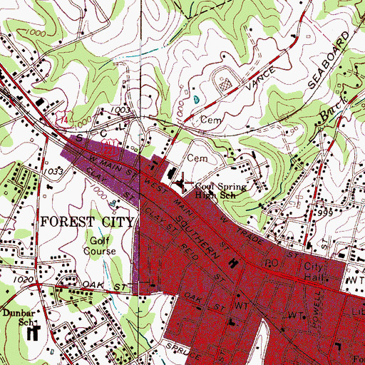 Topographic Map of Cool Spring High School, NC