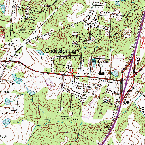 Topographic Map of Cool Springs, NC
