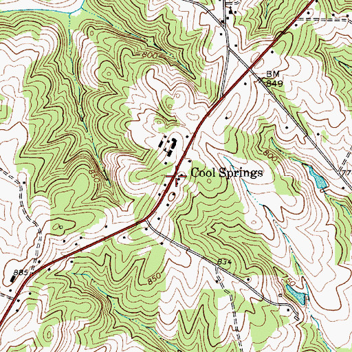 Topographic Map of Cool Springs, NC