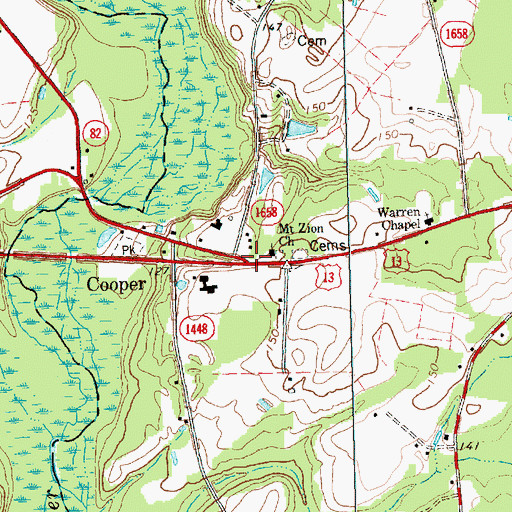 Topographic Map of Cooper, NC