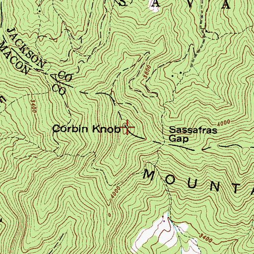 Topographic Map of Corbin Knob, NC