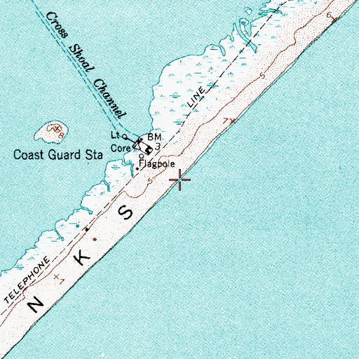 Topographic Map of Core Banks, NC