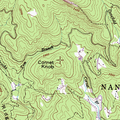 Topographic Map of Cornet Knob, NC