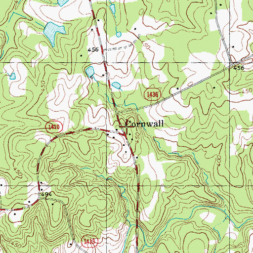 Topographic Map of Cornwall, NC