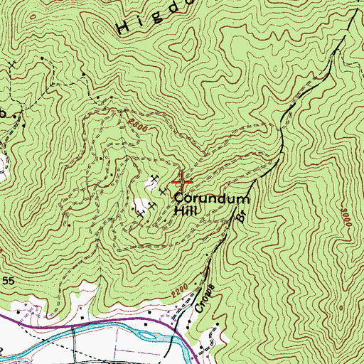Topographic Map of Corundum Hill, NC