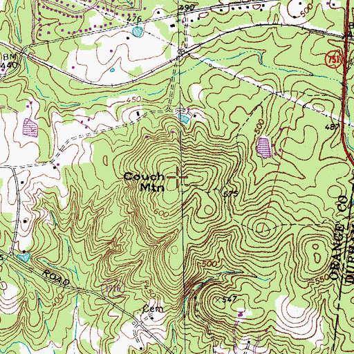 Topographic Map of Couch Mountain, NC