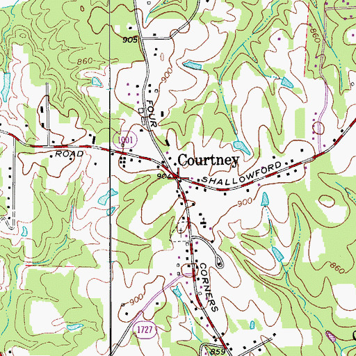 Topographic Map of Courtney, NC