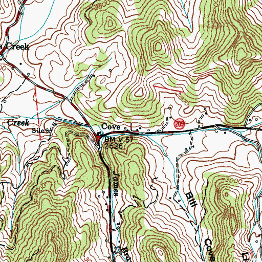 Topographic Map of Cove, NC