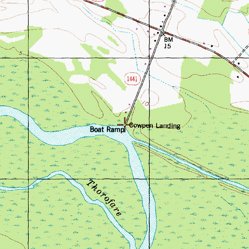 Topographic Map of Cowpen Landing, NC