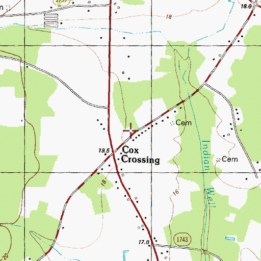 Topographic Map of Cox Crossing, NC