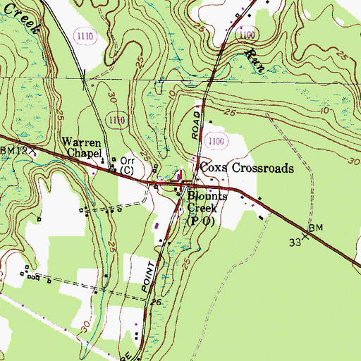 Topographic Map of Coxs Crossroads, NC