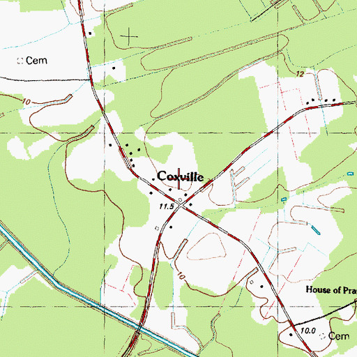 Topographic Map of Coxville, NC