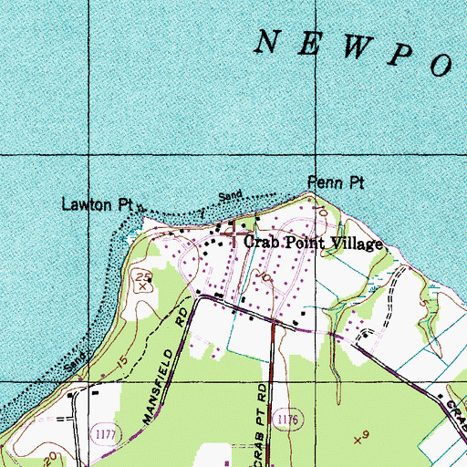 Topographic Map of Crab Point Village, NC