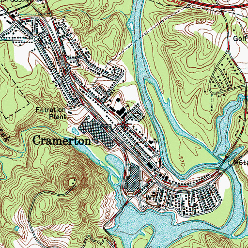 Topographic Map of Cramerton, NC