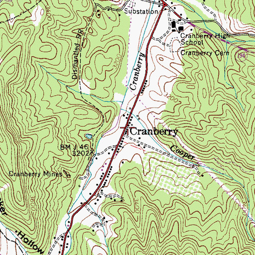 Topographic Map of Cranberry, NC