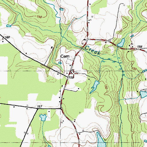 Topographic Map of Creeches Mill, NC
