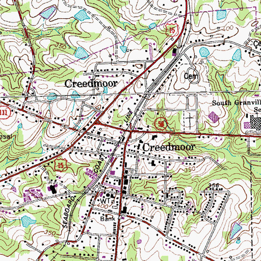 Topographic Map of Creedmoor, NC