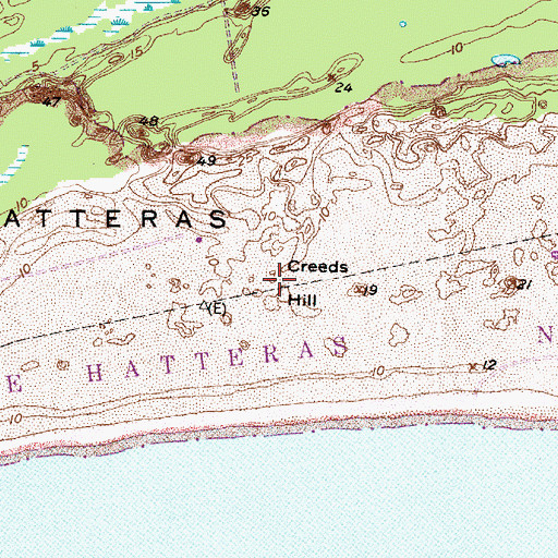 Topographic Map of Creeds Hill, NC