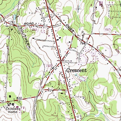 Topographic Map of Crescent, NC