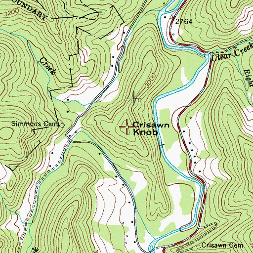 Topographic Map of Crisawn Knob, NC