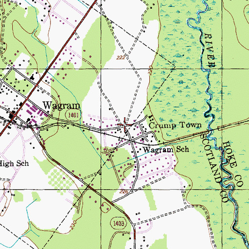 Topographic Map of Crump Town, NC
