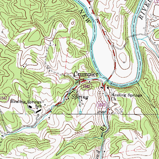 Topographic Map of Crumpler, NC
