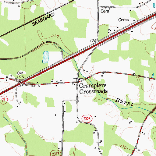 Topographic Map of Crumplers Crossroads, NC
