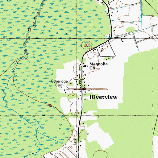 Topographic Map of Riverview, NC