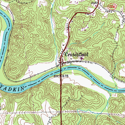 Topographic Map of Crutchfield, NC