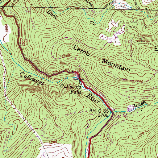 Topographic Map of Cullasaja Falls, NC