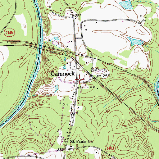 Topographic Map of Cumnock, NC
