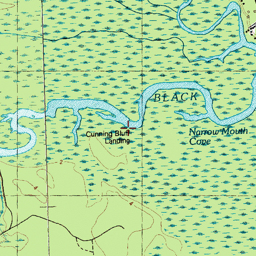 Topographic Map of Cunning Bluff Landing, NC