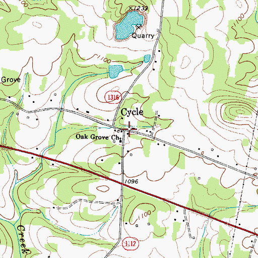 Topographic Map of Cycle, NC