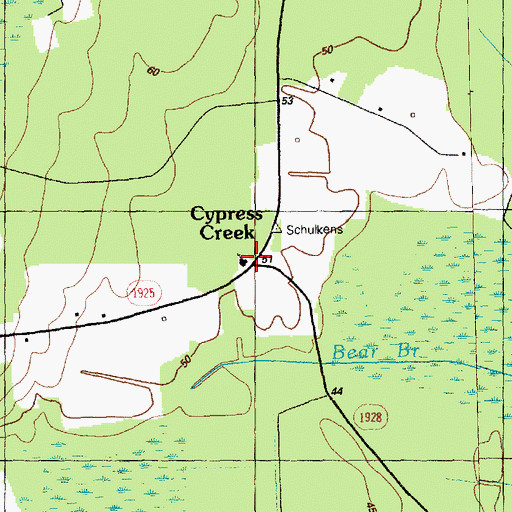 Topographic Map of Cypress Creek, NC