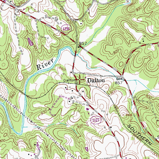 Topographic Map of Dalton, NC