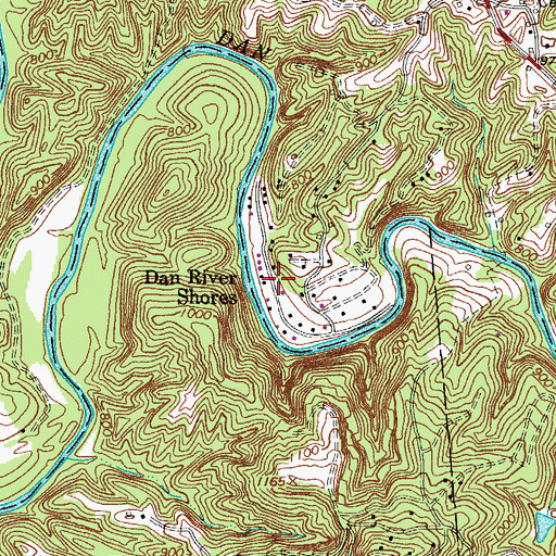 Topographic Map of Dan River Shores, NC