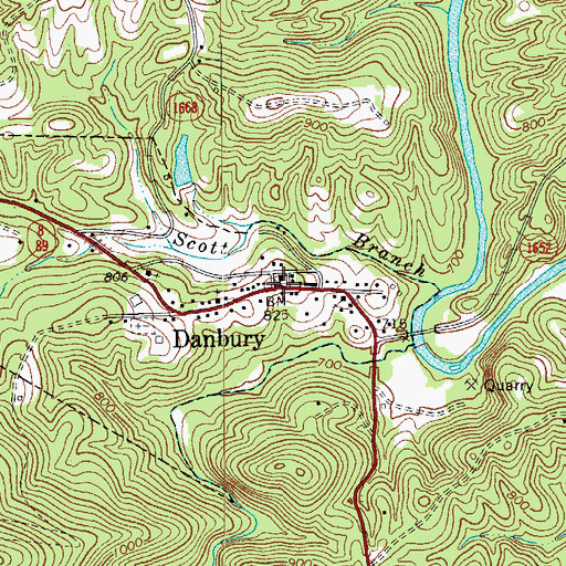 Topographic Map of Danbury, NC