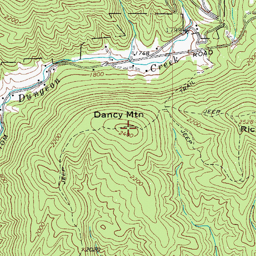 Topographic Map of Dancy Mountain, NC