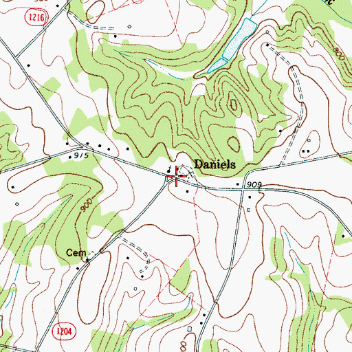 Topographic Map of Daniels, NC
