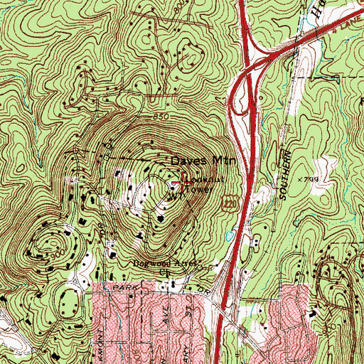 Topographic Map of Daves Mountain, NC