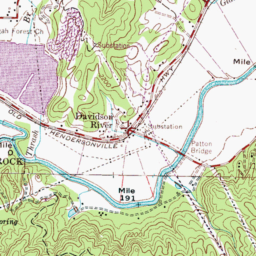 Topographic Map of Davidson River, NC