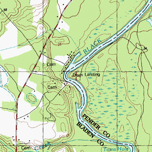 Topographic Map of Davis Landing, NC