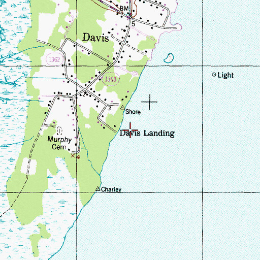 Topographic Map of Davis Landing, NC