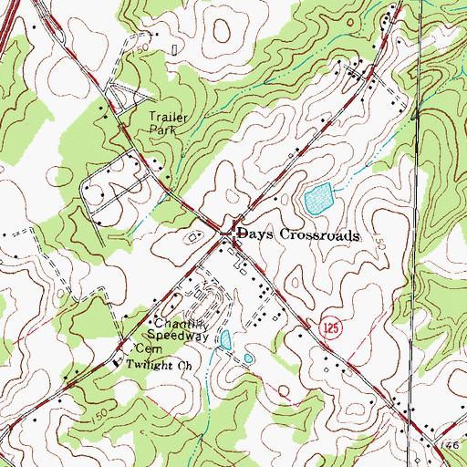 Topographic Map of Days Crossroads, NC